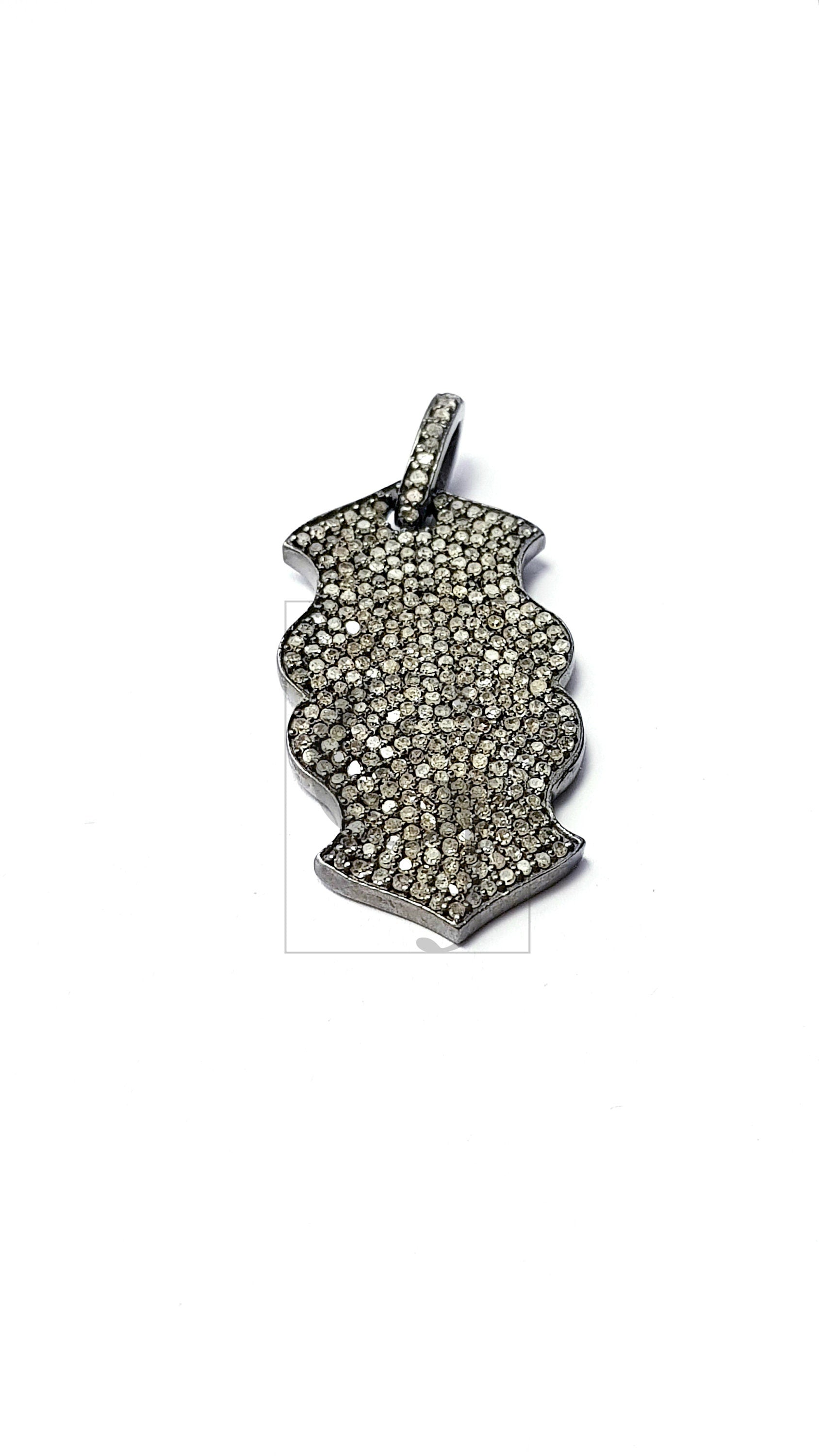 Antique Look Designer Rosecut Pave Diamond Pendant 925 Sterling Silver Handmade Victorian Look Oxidised  Dog Tag Diamond Pendant Jewelry