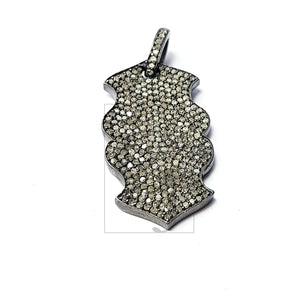 Antique Look Designer Rosecut Pave Diamond Pendant 925 Sterling Silver Handmade Victorian Look Oxidised  Dog Tag Diamond Pendant Jewelry