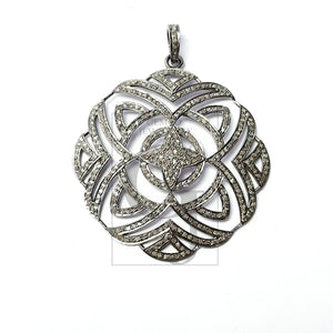 Beautiful Circle Rosecut Pave Diamond Pendant 925 Sterling Silver Handmade Latest Designer Finish Diamond Pendant Jewelry
