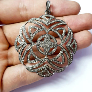 Beautiful Circle Rosecut Pave Diamond Pendant 925 Sterling Silver Handmade Latest Designer Finish Diamond Pendant Jewelry
