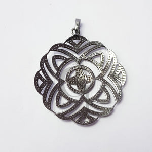 Beautiful Circle Rosecut Pave Diamond Pendant 925 Sterling Silver Handmade Latest Designer Finish Diamond Pendant Jewelry