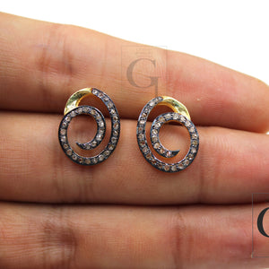 Very Beautiful Pave Rosecut Diamond 925 Sterling Silver Handmade Very Beautiful  Diamond Pave Stud Earrings Jewelry