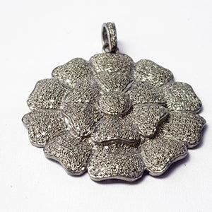 Very beautiful fashionable design flower Rocecut pave diamond pendant 925 sterling silver handmade finish diamond jewelry