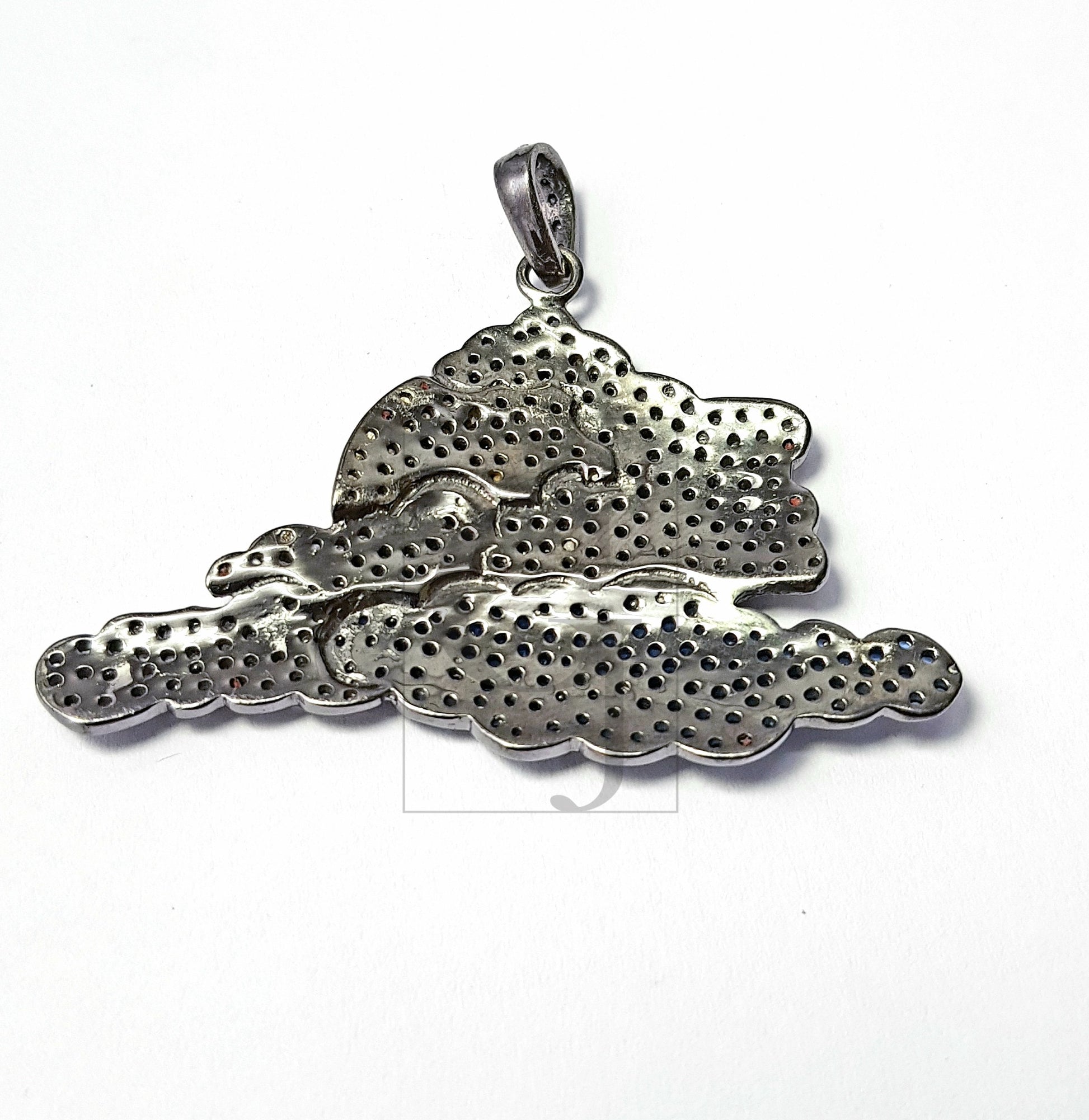 Hope from Rising Sun Pave diamond rosecut 925 sterling silver pendant handmade diamond pendant sun and cloud beautiful pave diamond pendant