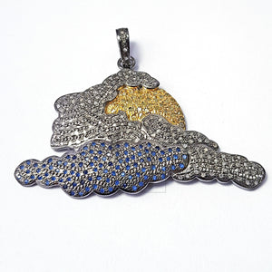 Hope from Rising Sun Pave diamond rosecut 925 sterling silver pendant handmade diamond pendant sun and cloud beautiful pave diamond pendant