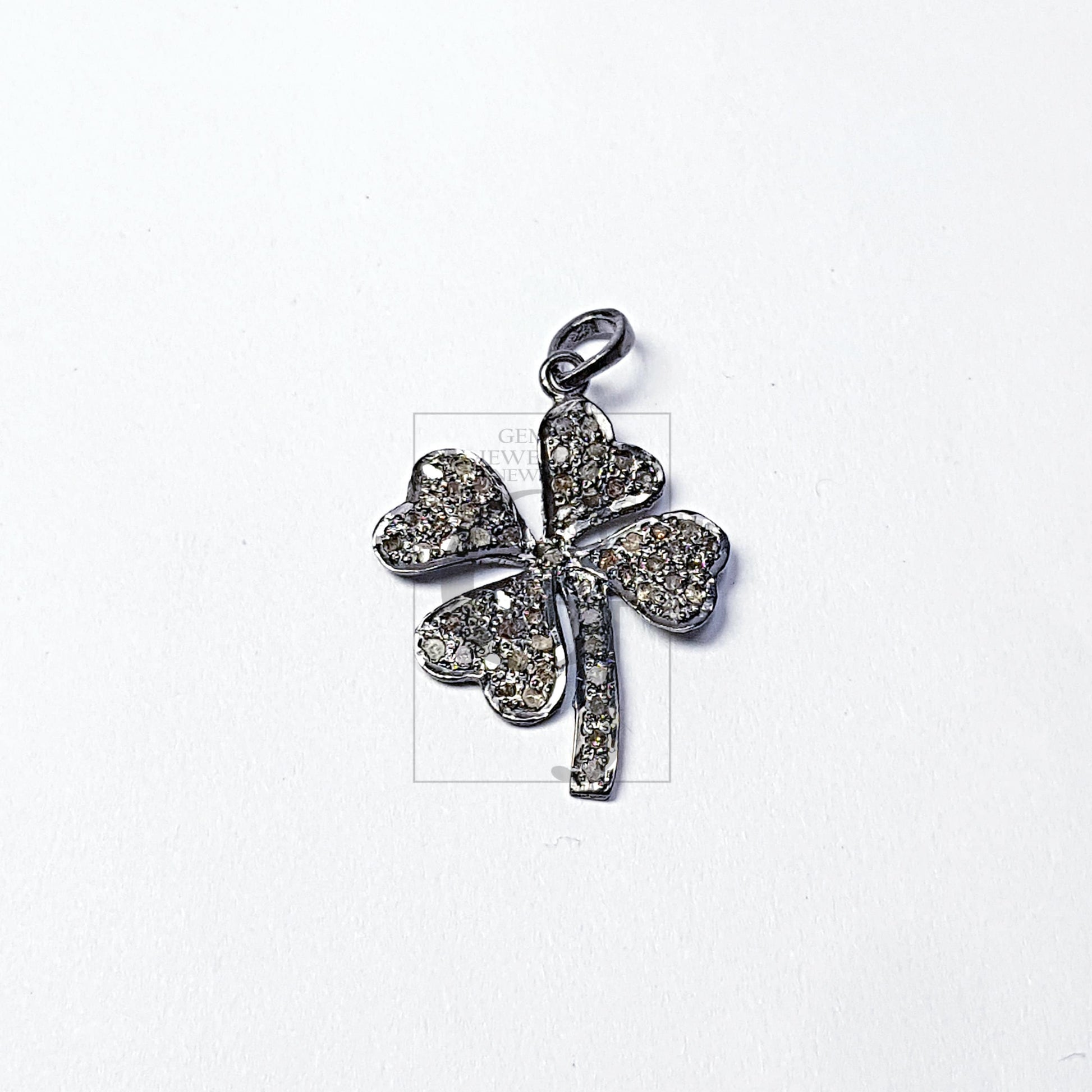 Pave diamond rosecut pendant 925 sterling silver pendant handmade diamond pendant lucky leaf design beautiful diamond pendant chaem