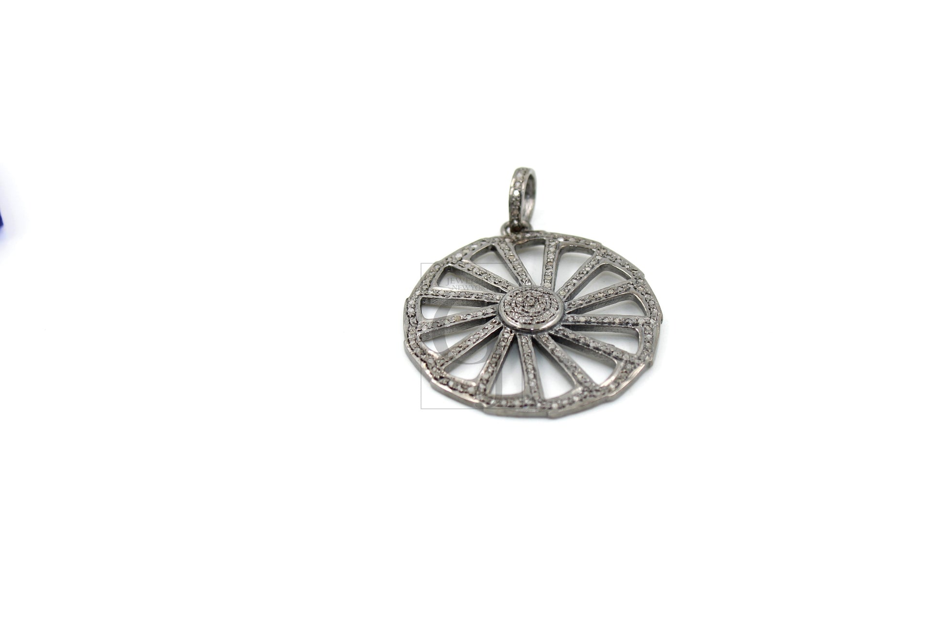 Very beautiful wheel designer Rosecut pave diamond pendant 925 sterling silver handmade finish diamond jewelry necklace pendant