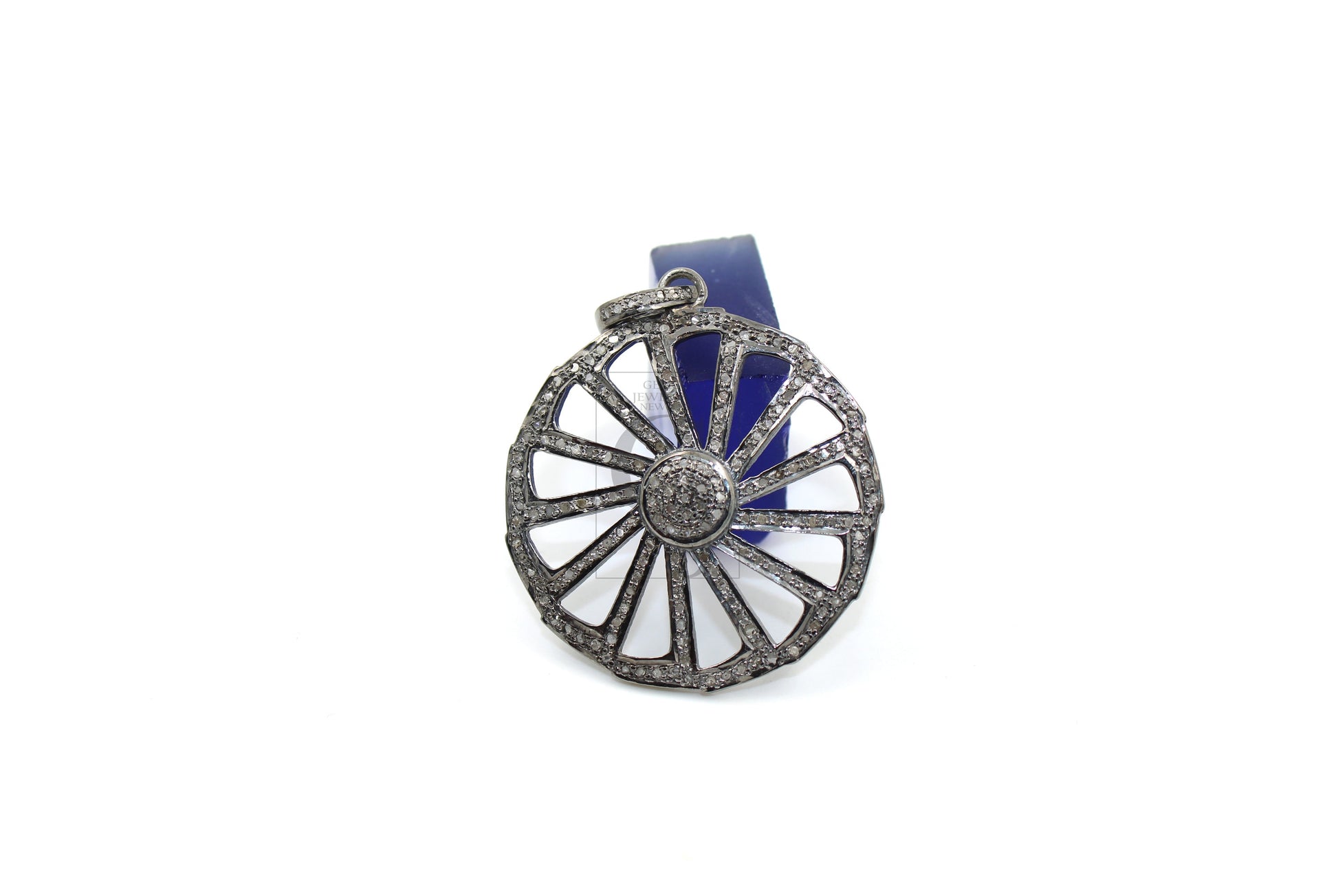 Very beautiful wheel designer Rosecut pave diamond pendant 925 sterling silver handmade finish diamond jewelry necklace pendant