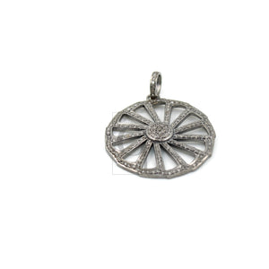 Very beautiful wheel designer Rosecut pave diamond pendant 925 sterling silver handmade finish diamond jewelry necklace pendant