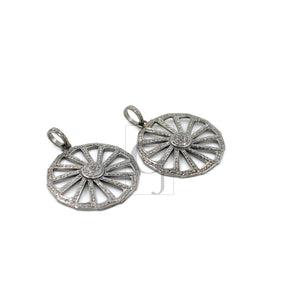 Very beautiful wheel designer Rosecut pave diamond pendant 925 sterling silver handmade finish diamond jewelry necklace pendant