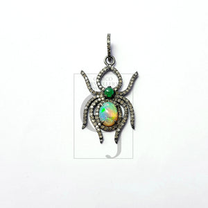 Spider Design Color Stone Style Rosecut Pave Diamond Pendant 925 Sterling Silver Handmade Finish Diamond Pendant Jewelry