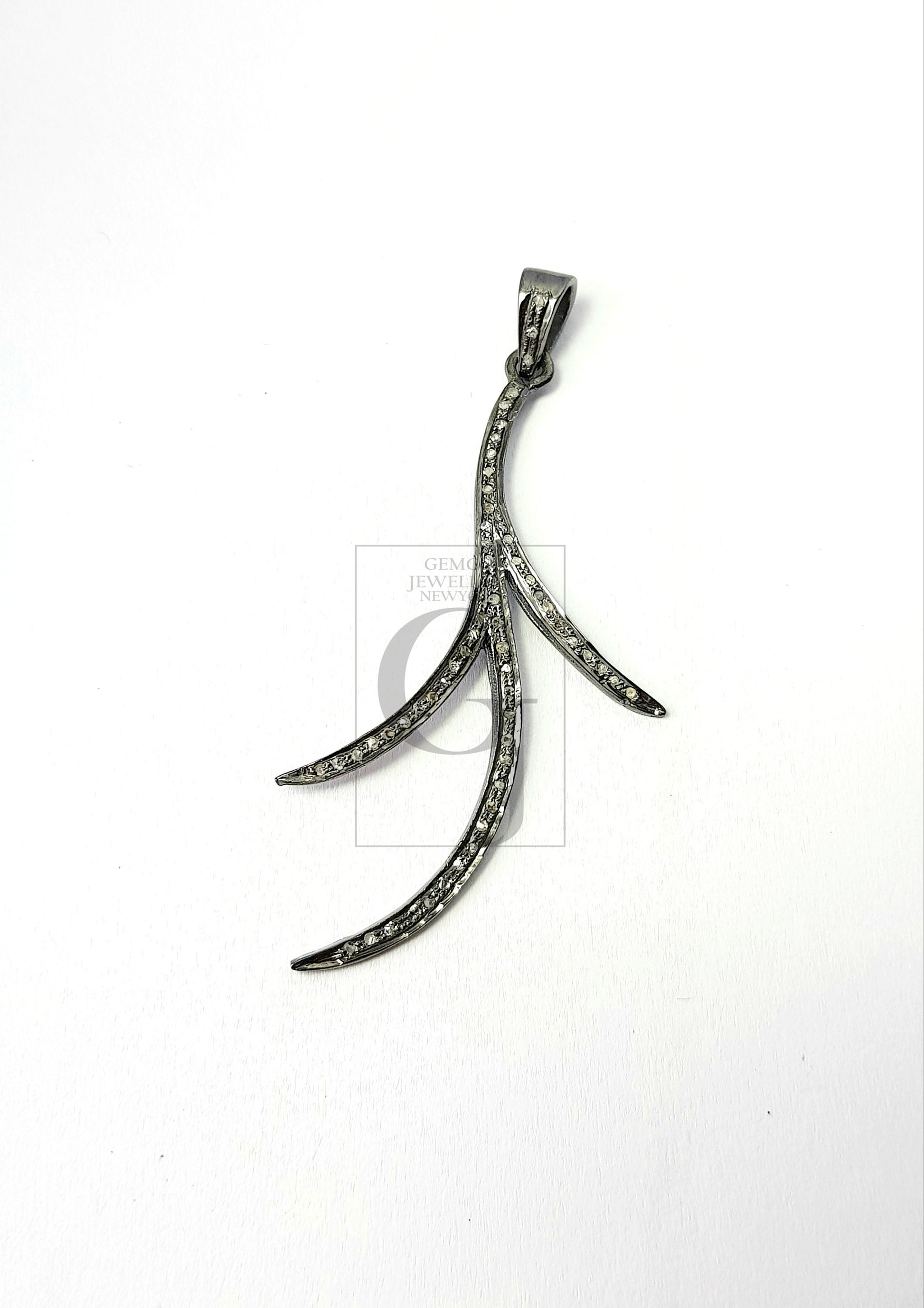 Very beautiful designer Rosecut pave diamond pendant 925 sterling silver handmade finish diamond jewelry pendant