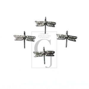 5pcs Beautiful dragonfly design Rosecut pave diamond pendant 925 sterling silver handmade finish diamond pendant jewelry charms