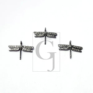 5pcs Beautiful dragonfly design Rosecut pave diamond pendant 925 sterling silver handmade finish diamond pendant jewelry charms