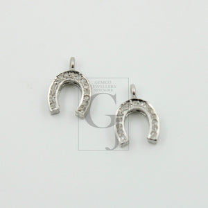 SET of 5 Beautiful Horseshoe Designer Rosecut Pave Diamond Pendant 925 Sterling Silver Handmade Finish Diamond Jewelry Pendant SET of 5