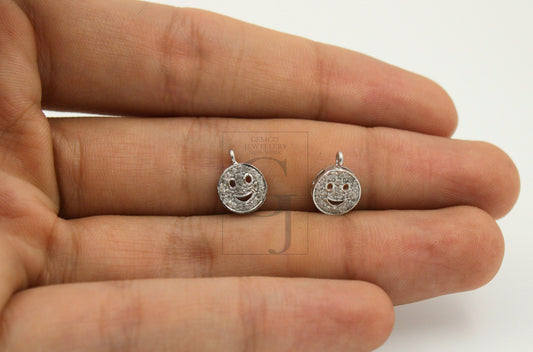 SET of 5 Fashionable smiley face designer Rosecut pave diamond pendant 925 sterling silver handmade finish diamond jewelry pendant SET of 5
