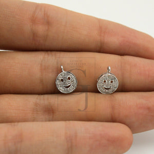 SET of 5 Fashionable smiley face designer Rosecut pave diamond pendant 925 sterling silver handmade finish diamond jewelry pendant SET of 5