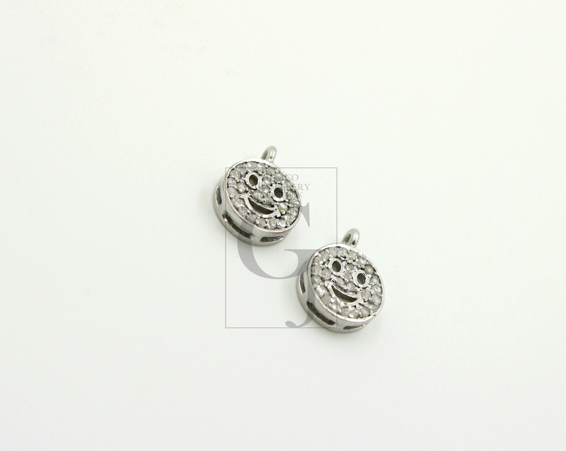 SET of 5 Fashionable smiley face designer Rosecut pave diamond pendant 925 sterling silver handmade finish diamond jewelry pendant SET of 5
