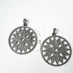 Pave diamond rosecut pendant 925 sterling silver pendant handmade diamond pendant beautiful circle pendant fashionable