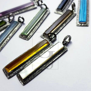 Very beautiful Rosecut Pave Diamond Multi Gemstone Bar Pendant 925 Sterling Silver Gemstone Pendant stone dog tag pendant