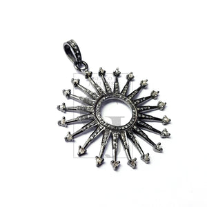 Sunburst design Rosecut pave diamond pendant 925 sterling silver handmade finish very beautiful stylish diamond pendant jewelry