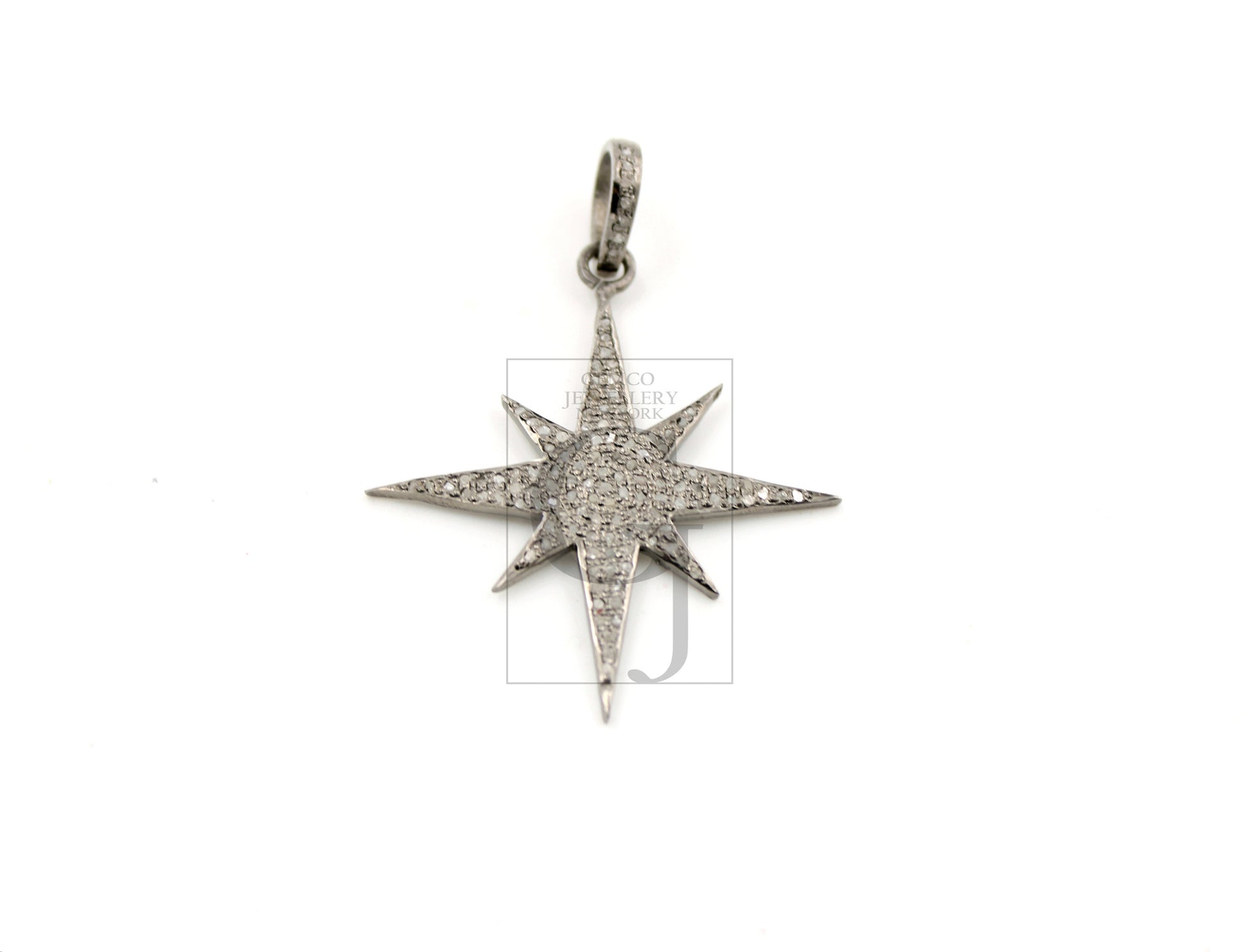 Very beautiful starburst designer Rosecut pave diamond pendant 925 sterling silver handmade finish diamond jewelry necklace pendant