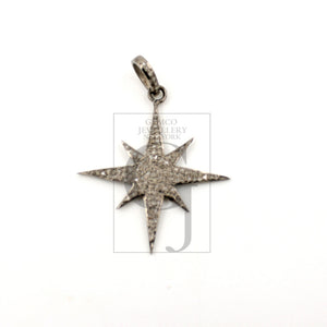 Very beautiful starburst designer Rosecut pave diamond pendant 925 sterling silver handmade finish diamond jewelry necklace pendant
