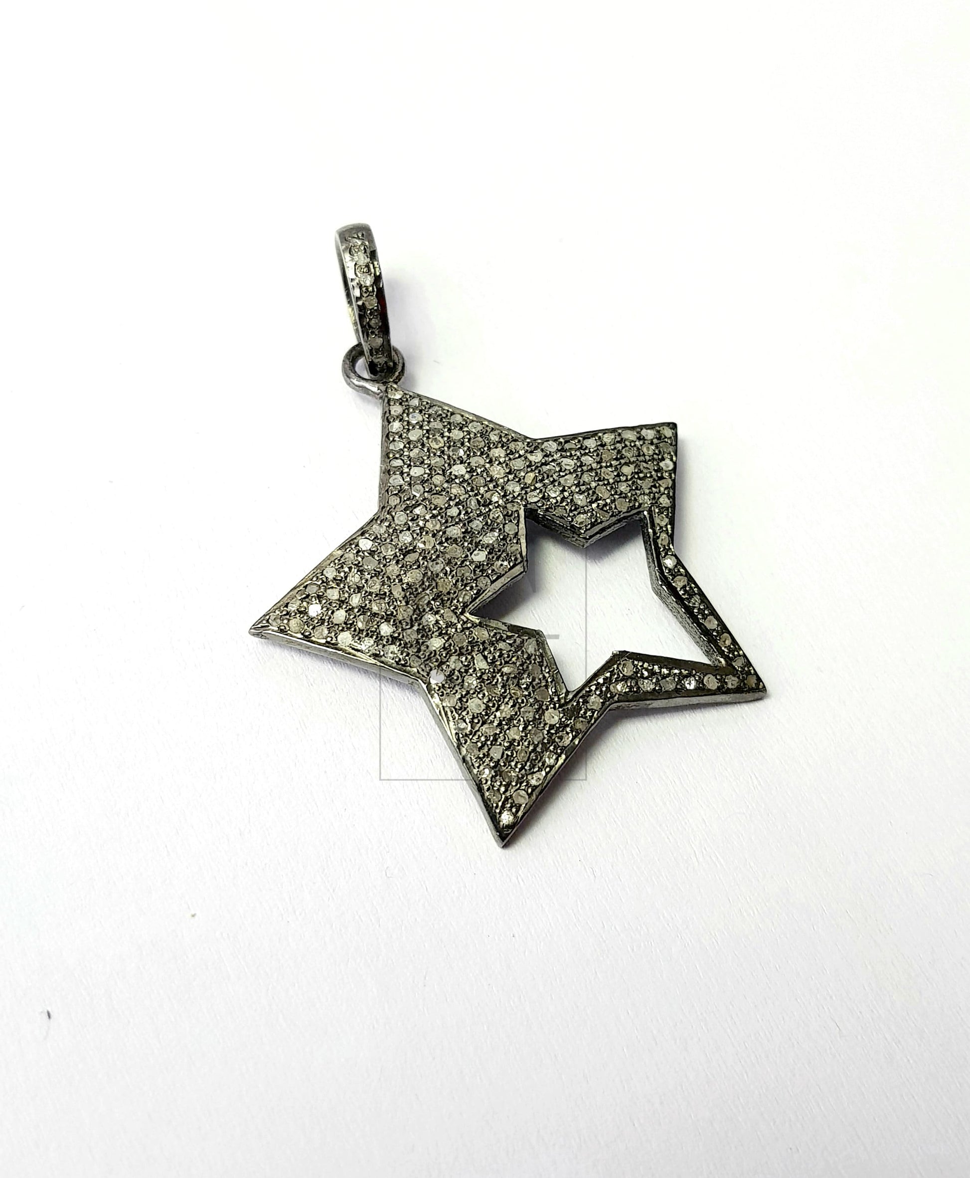 Very Beautiful Star Designer Pendant Rosecut Pave Diamond Pendant 925 Sterling Silver Handmade Finish Diamond Jewelry Pendant