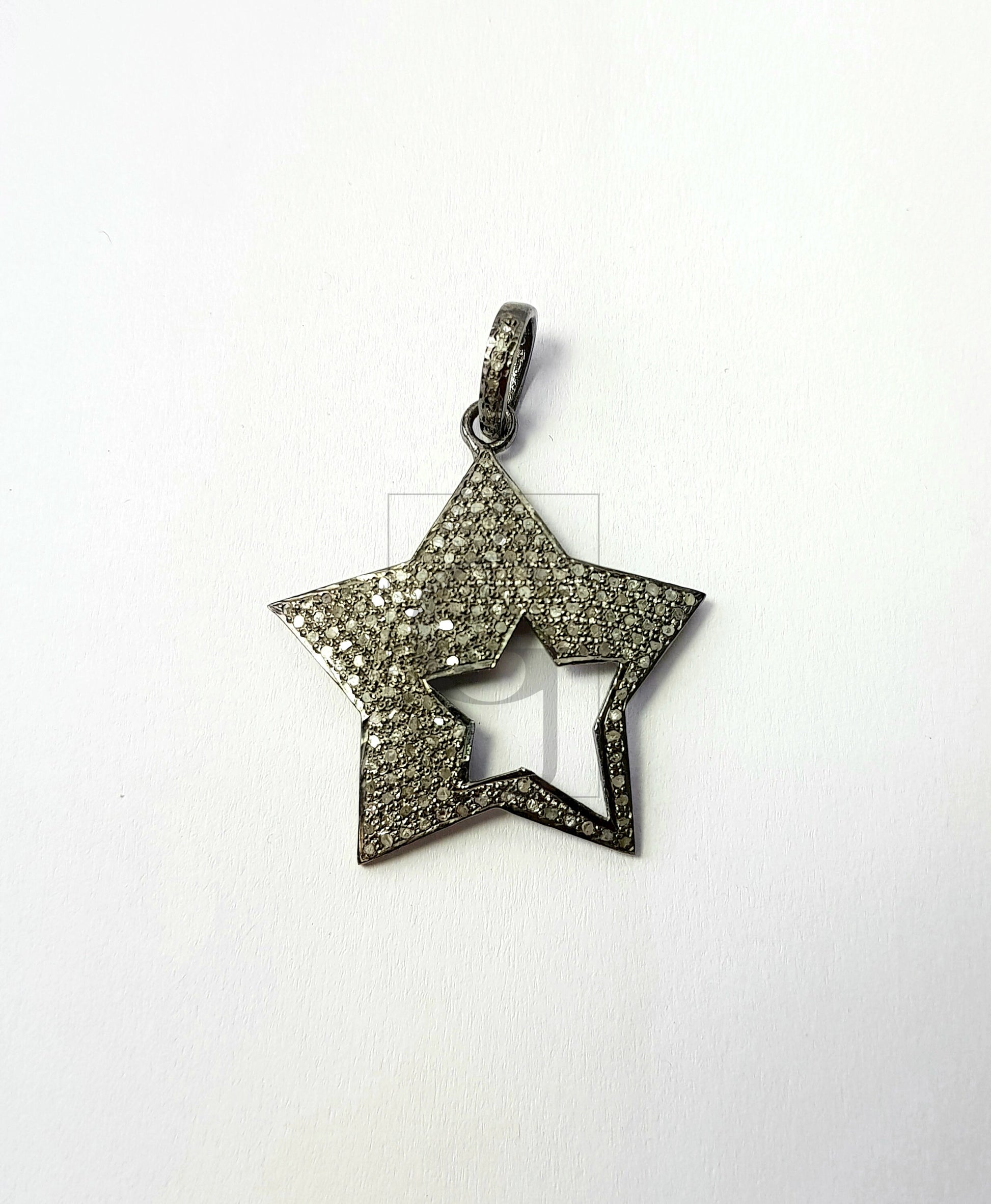 Very Beautiful Star Designer Pendant Rosecut Pave Diamond Pendant 925 Sterling Silver Handmade Finish Diamond Jewelry Pendant