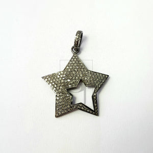 Very Beautiful Star Designer Pendant Rosecut Pave Diamond Pendant 925 Sterling Silver Handmade Finish Diamond Jewelry Pendant