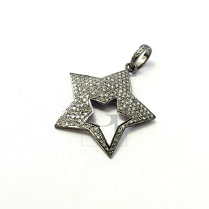 Very Beautiful Star Designer Pendant Rosecut Pave Diamond Pendant 925 Sterling Silver Handmade Finish Diamond Jewelry Pendant