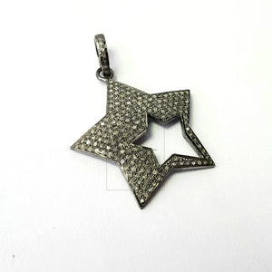 Very Beautiful Star Designer Pendant Rosecut Pave Diamond Pendant 925 Sterling Silver Handmade Finish Diamond Jewelry Pendant