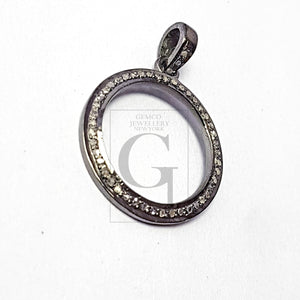 Circle Cutting Design Beautiful Charm Pendant Pave Diamond Rosecut Pendant 925 Sterling Silver Pendant Handmade Diamond Pendant