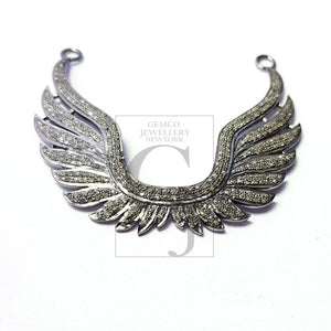 Very beautiful designer Rosecut pave diamond wings pendant 925 sterling silver handmade finish wings style diamond pendant jewelry