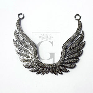 Very beautiful designer Rosecut pave diamond wings pendant 925 sterling silver handmade finish wings style diamond pendant jewelry