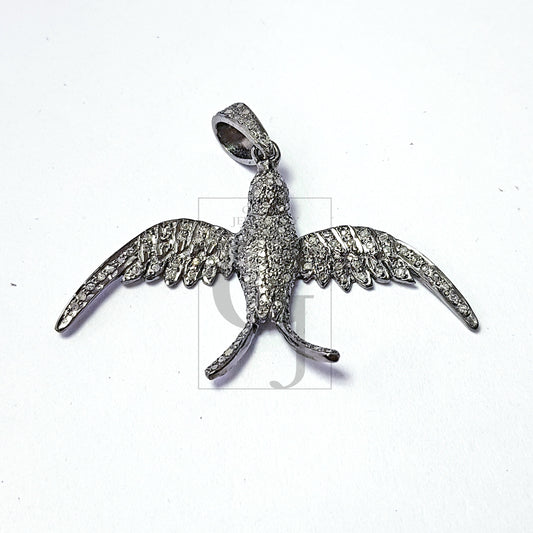 Pave Diamond Rosecut Pendant 925 Sterling Silver Pendant Handmade Diamond Pendant Bird Shaped And Designed New Beautiful Diamond Pendant