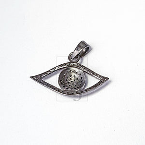 Pave diamond rosecut pendant 925 sterling silver pendant handmade diamond pendant pave setting diamond evil eye connector diamond pendant