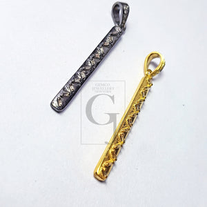 Pave diamond pendant sterling silver pendant pave diamond silver pendant 925 sterling beautiful diamond pendant gold n silver