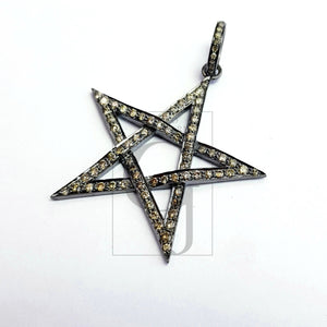 Beautiful Star Design Rosecut Pave Diamond Pendant 925 Sterling Silver Handmade Finish Diamond Pendant Jewelry