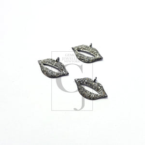 Beautiful Rosecut Pave Diamond Pendant 925 Sterling Silver Handmade Finish Lips Shaped  Diamond Pendant Jewelry