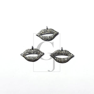 Beautiful Rosecut Pave Diamond Pendant 925 Sterling Silver Handmade Finish Lips Shaped  Diamond Pendant Jewelry