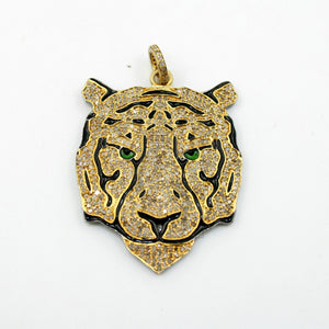 One of a kind tigner face designer pendant Rosecut pave diamond pendant 925 sterling silver handmade diamond jewelry necklace pendant