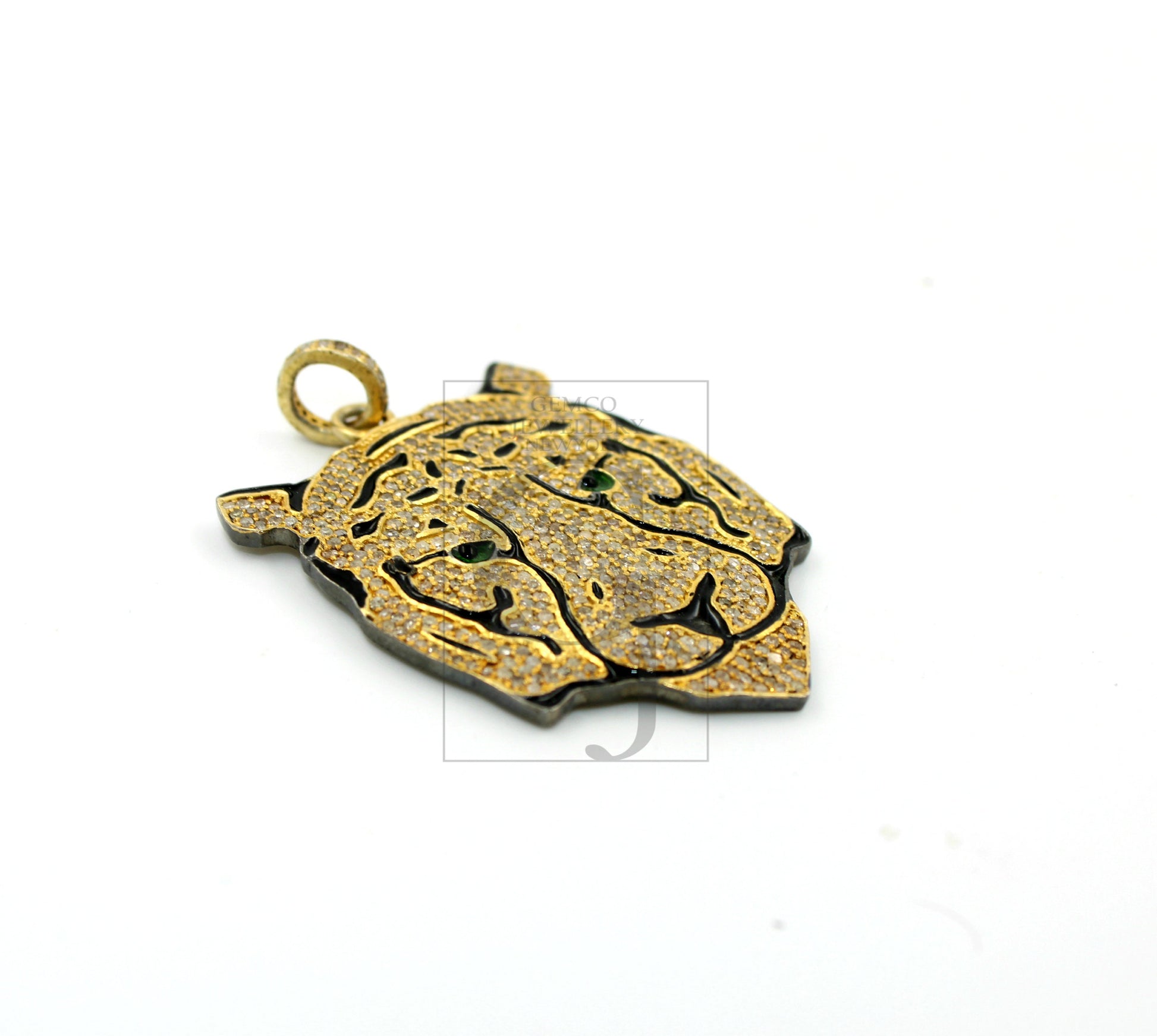 One of a kind panther face designer pendant Rosecut pave diamond pendant 925 sterling silver handmade diamond jewelry necklace pendant