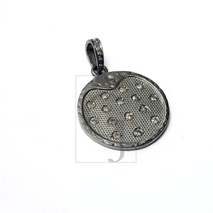 Very beautiful round textured rose cut pave diamond pendant 925 sterling silver handmade stylish diamond coin pendant jewelry ready to ship