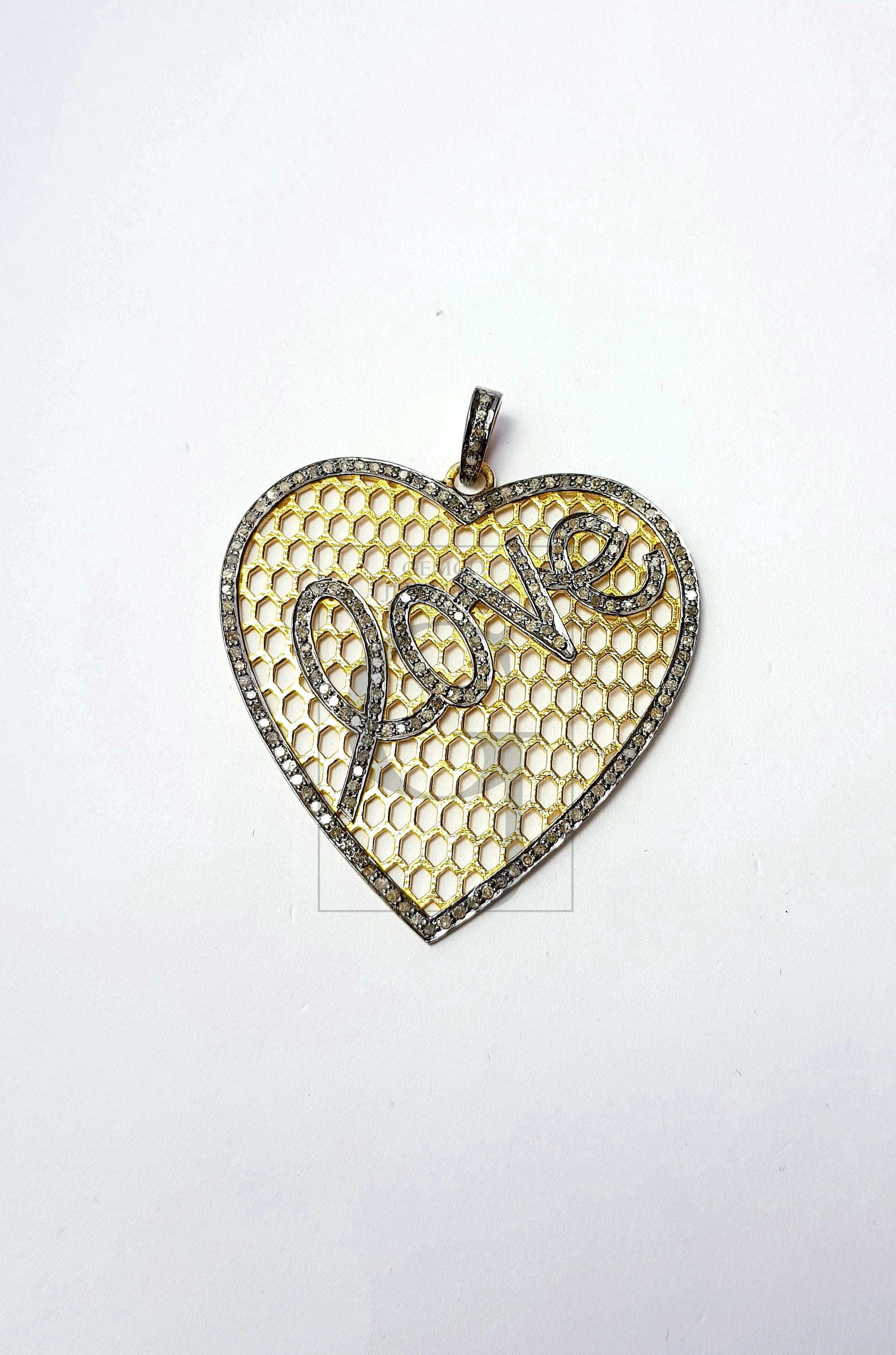 Heart shaped very beautiful designer  Rocecut pave diamond love pendant 925 sterling silver handmade finish love diamond pendant jewelry