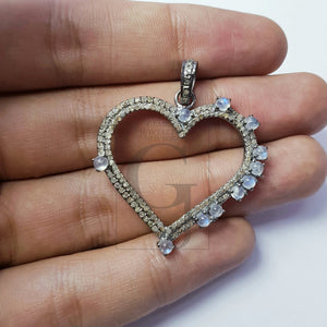 Very beautiful heart design Rosecut pave diamond pendant 925 sterling silver handmade love style finish diamond pendant jewelry