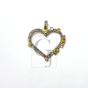 Very beautiful heart design Rosecut pave diamond pendant 925 sterling silver handmade love style finish diamond pendant jewelry