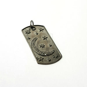 Very beautiful moon star designer Rosecut pave diamond pendant 925 sterling silver handmade finish diamond jewelry pendant dogtag shaped