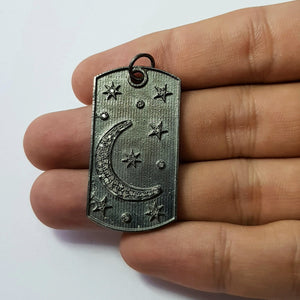 Very beautiful moon star designer Rosecut pave diamond pendant 925 sterling silver handmade finish diamond jewelry pendant dogtag shaped