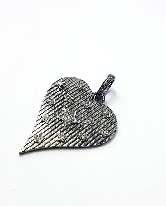 Antique Heart Designer Rosecut Pave Diamond Pendant 925 Sterling Silver Handmade Finish Diamond Jewelry Necklace Pendant